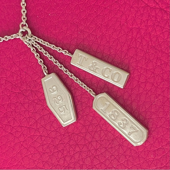 Tiffany & Co. Silver 1837 Elements 3 Bar Lariat Drop Dangle Pendant Necklace - Picture 2 of 9